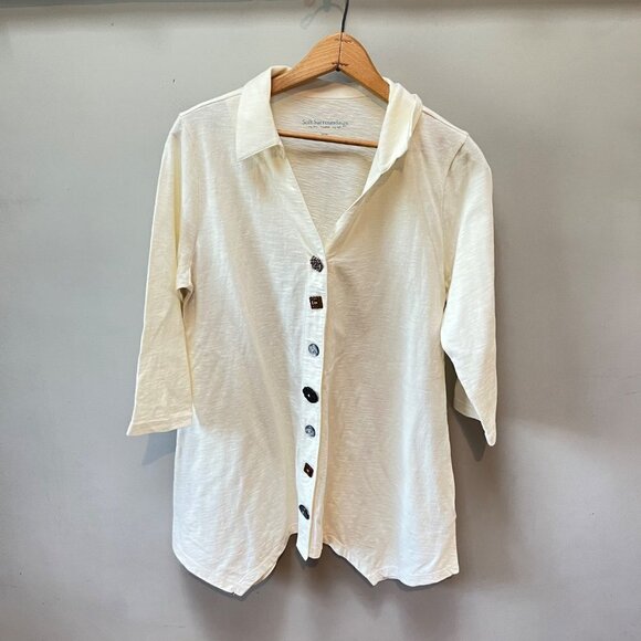 Soft Surroundings Danielle whisper white button top - Size S - Picture 1 of 5